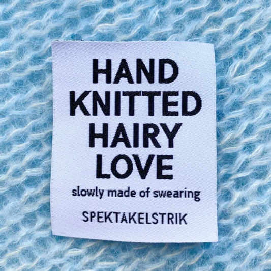Label - Hand knitted hairy love